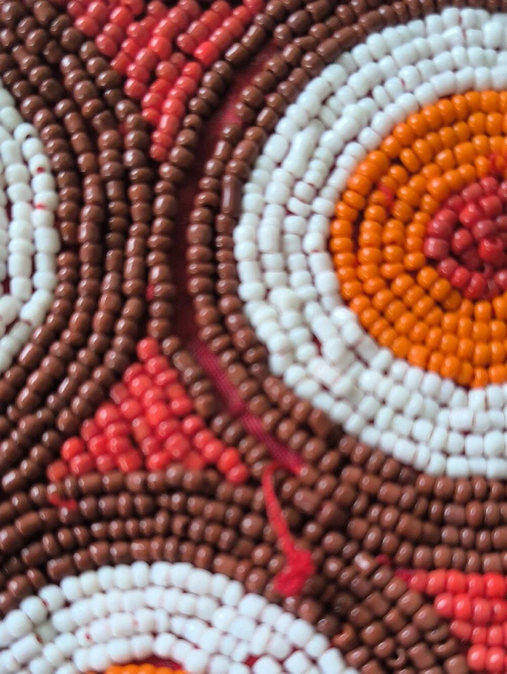 Hand-Beaded Women’s Clutch - Brown, Orange & White